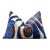 Handmade Velvet Ikat Lumbar Pillow 16x24 | Blue Swirl Stripe For Sale