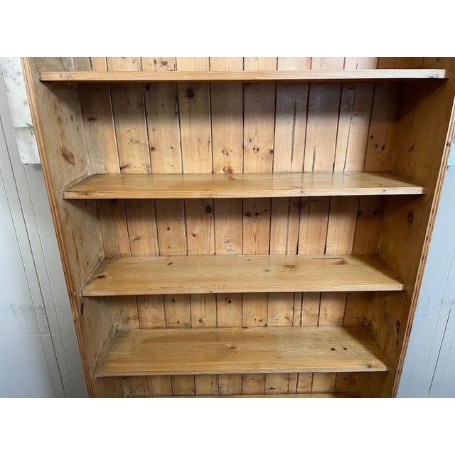 Antique English Country Pine Bookcase Bookshelf Tall Narrow Open Shelf C1900 For Sale - Image 10 of 18