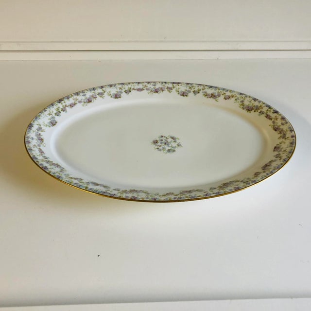 Shabby Chic Vintage Haviland Limoges France Floral Serving Platter For Sale - Image 3 of 7