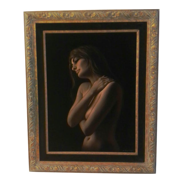 "Embrace", Oil on Velvet by Lex Gonzalez, Circa 1960s For Sale