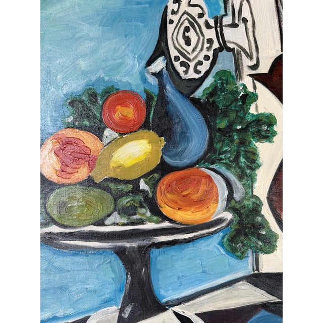 Textile Vintage Pablo Picasso “Compote Dish and Pitcher by Window” 1937 Reproduction Oil on Canvas Painting, Unframed For Sale - Image 7 of 12