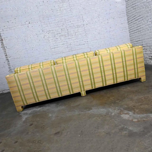 Vintage MCM to Modern Yellow & Chartreuse Plaid Tuxedo Sofa by Henredon For Sale - Image 10 of 12