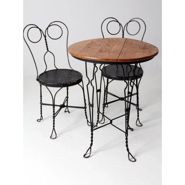 Antique Ice Cream Parlor Table and Chairs Set of 3 Chairish