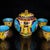Vintage Cloisonne Enamel Tea Set – 7.1" Yellow Ground Floral Teapot & 4 Cups in Box For Sale - Image 4 of 8