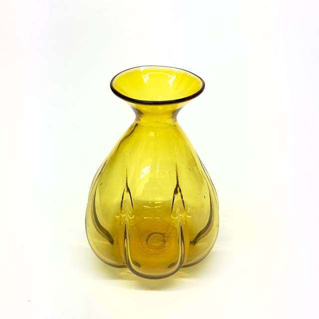 Glass Vintage Brightly Colored Art Glass Vase Curation - Group of 3 For Sale - Image 7 of 8