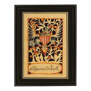 Spreadwing Eagle With Breastplate Reproduction Scherenschnitte Paper Cutting in Black Frame With Gold Trim