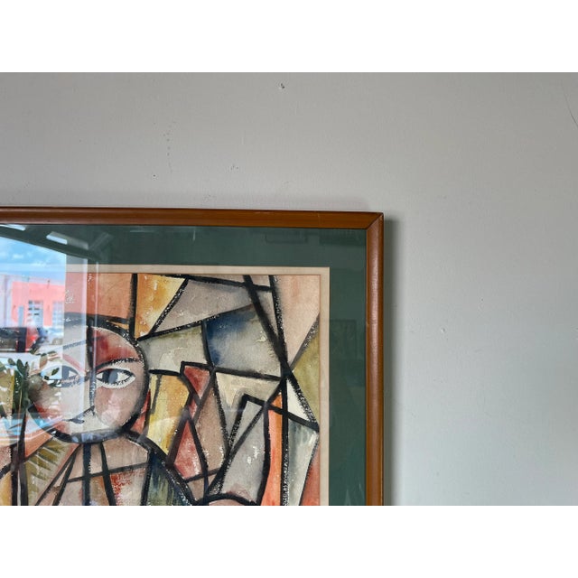 1960's L. F. De Lucas Mid-Century Modern Cubist Watercolor Painting For Sale In Miami - Image 6 of 12