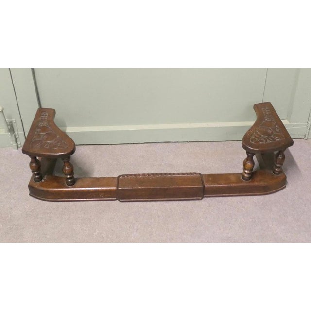 Vintage Arts and Crafts Carved Club Fender, 1930 For Sale - Image 4 of 7