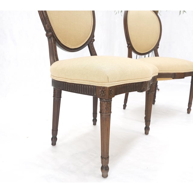 French Pair of Finely Carved Walnut Cameo Back Louis XVi Side Fire Chairs New Upholster For Sale - Image 3 of 17