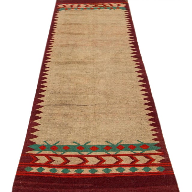 Modern 2020s Modern Kilim Handmade Multicolor Geometric Wool Runner For Sale - Image 3 of 7