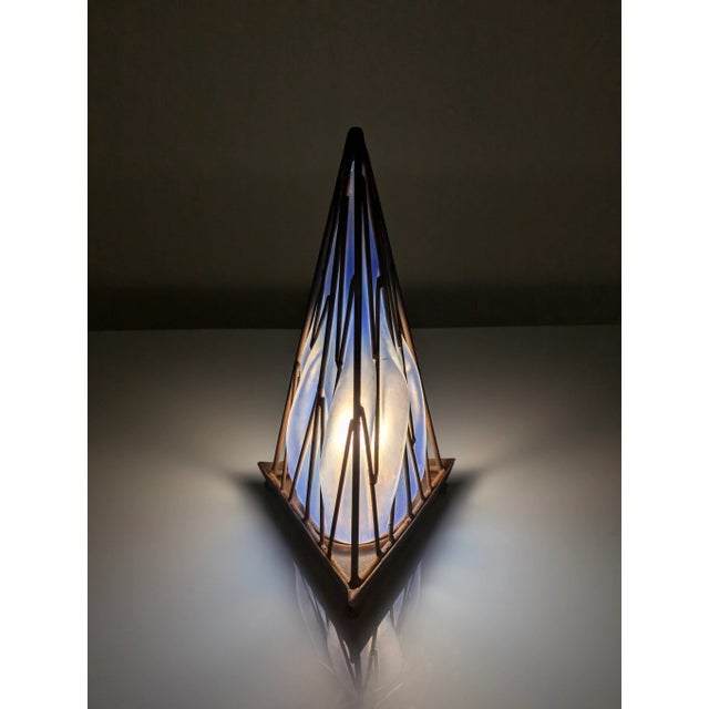 Pyramid Table Lamp in Iron and Hand-Blown Glass For Sale - Image 9 of 9