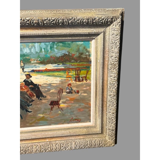 Mid 20th Century Bart Leroy Signed Original Oil Painting French Park Paris Impressionist Framed For Sale - Image 9 of 12
