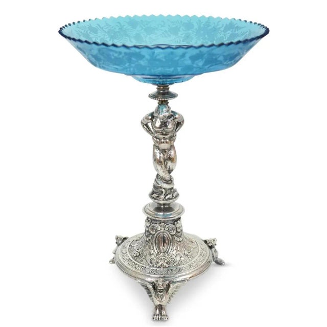 Silver 1910 Victorian Silver Plated Figural Compote Dish For Sale - Image 8 of 8