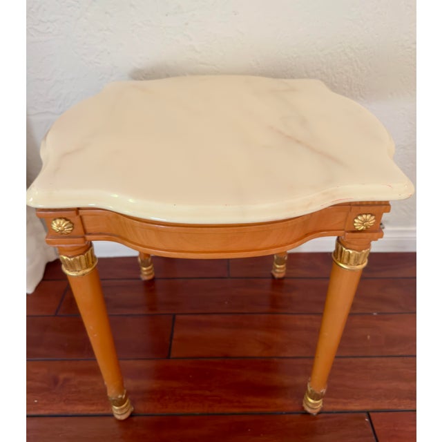 Vintage Italian Carved Beech & Gold Leaf Side Table With Onyx Top For Sale - Image 9 of 9