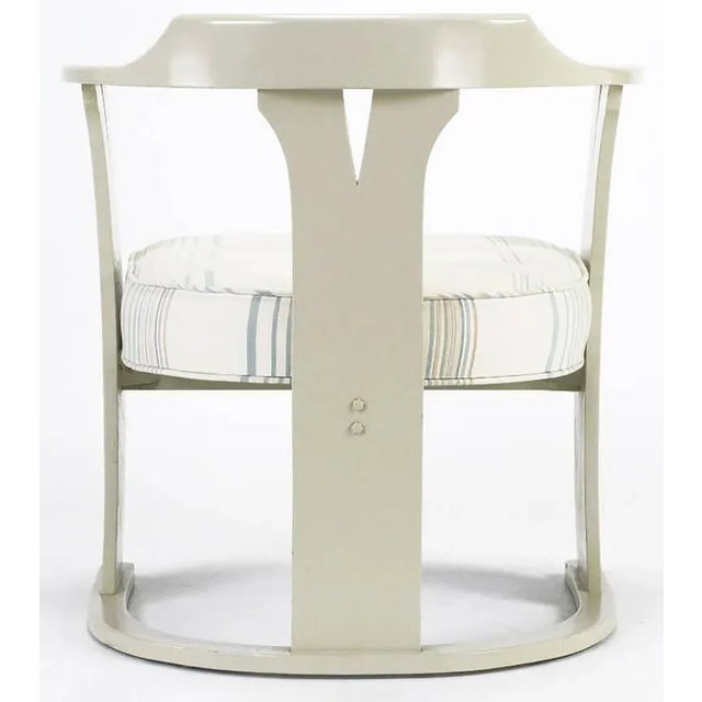 White Bone Lacquer Sled Base Barrel Chairs - a Pair For Sale - Image 8 of 10