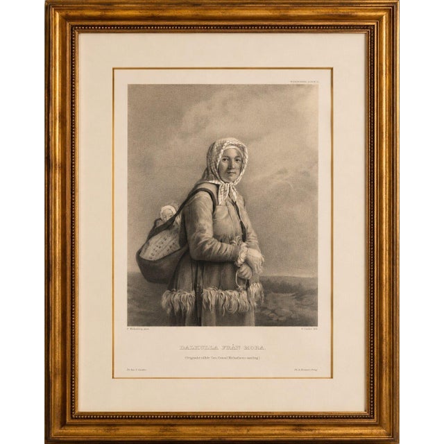 Title: Dalkulla från Mora, Swedish Folk Costume Lithograph by Pehr Wickenberg An original nineteenth-century Swedish...