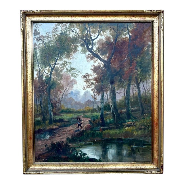 19th Century Hudson River School Style Landscape Oil Painting Attributed to Andrew W. Warren For Sale