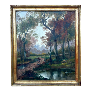 19th Century Hudson River School Style Landscape Oil Painting Attributed to Andrew W. Warren