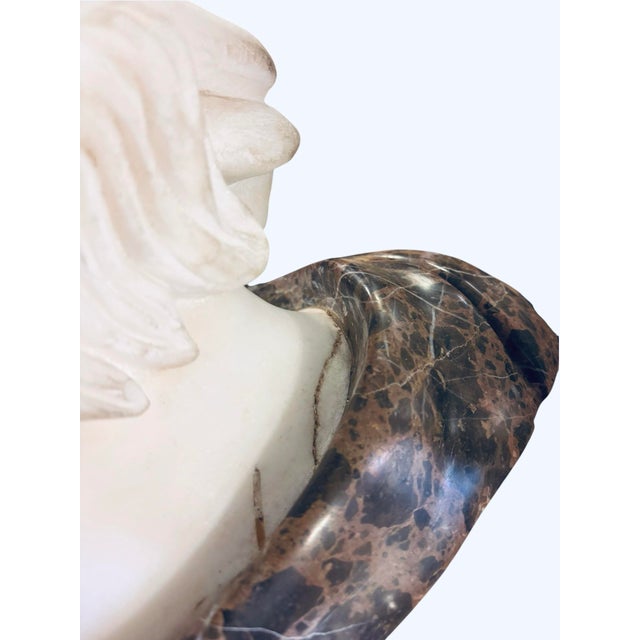 Late 20th Century Monumental Apollo Belvedere Marble Bust on Veined Carrara Marble Pedestal For Sale - Image 9 of 12
