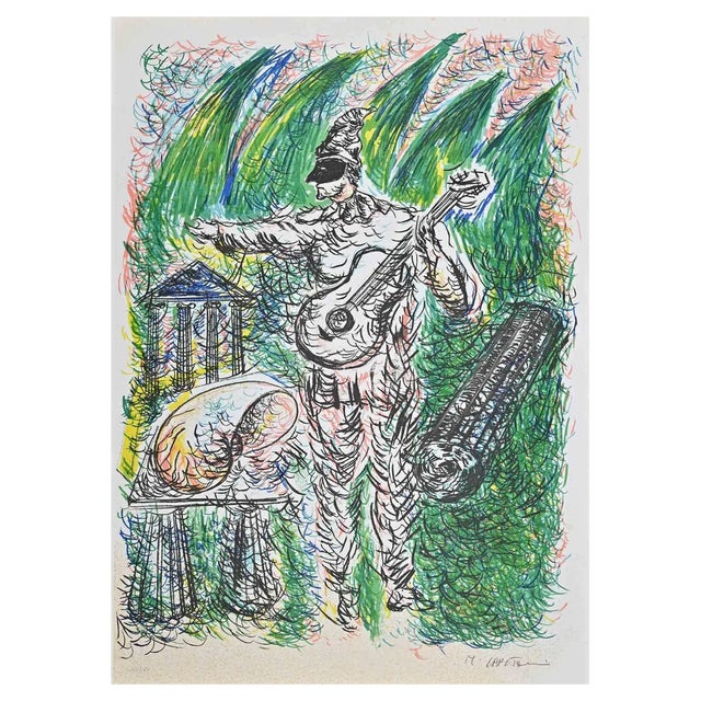 Mauro Capitani, Pulcinella, Original Lithograph, 1990s For Sale