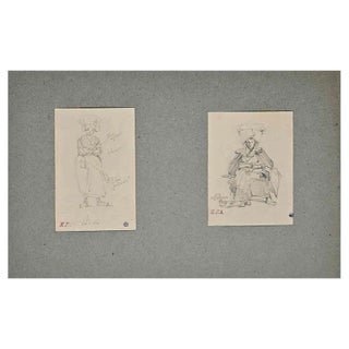 Léon Morel-Fatio, The Maid Portrait Diptych, 19th Century, Pencil on Paper For Sale