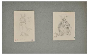 Léon Morel-Fatio, The Maid Portrait Diptych, Pencil on Paper, 19th Century