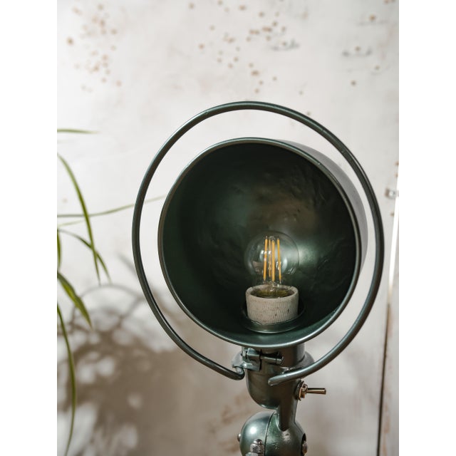 1950s French Industrial Green Metallic Wall Sconce by Jean Louis Domecq for Jieldé, 1950s For Sale - Image 5 of 11