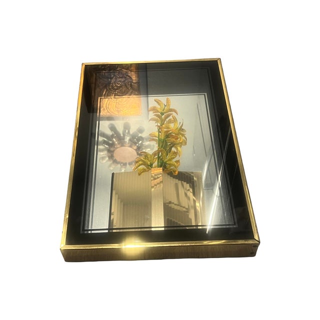 Vintage 1970s Postmodern 80s 3d Brass Wall Art Mechanical Mirror Works Inc Glass For Sale - Image 9 of 12
