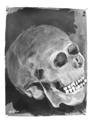 "Halloween" Contemporary Still Life Gouache and Charcoal Drawing by Martha Holden