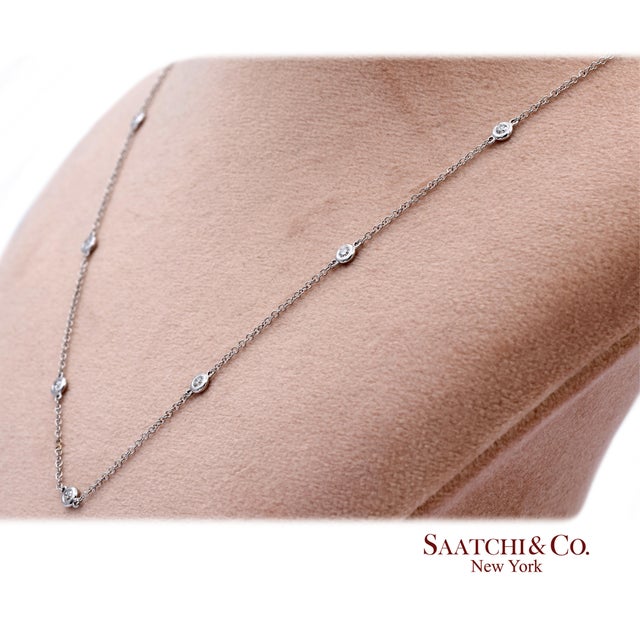 14k(585) White Gold Natural Diamond Adjustable by the Yard Necklace/Pendant For Sale - Image 12 of 12