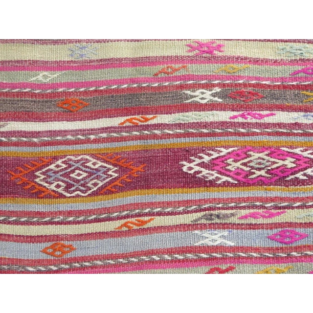 1960s Aztec Design Vintage Kilim Rug - 80"x124" For Sale - Image 10 of 13