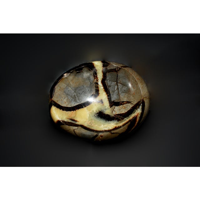 Gemstone Septarian Bowls African Gemstone With Yellow Crystals Set of 2 For Sale - Image 7 of 12