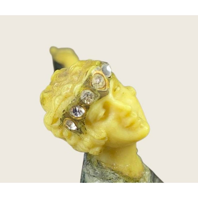 1930s Bat Dancer Cold Painted/Ivorine Jeweled Deco Figure After Lorenzl or Poertzel For Sale - Image 4 of 7