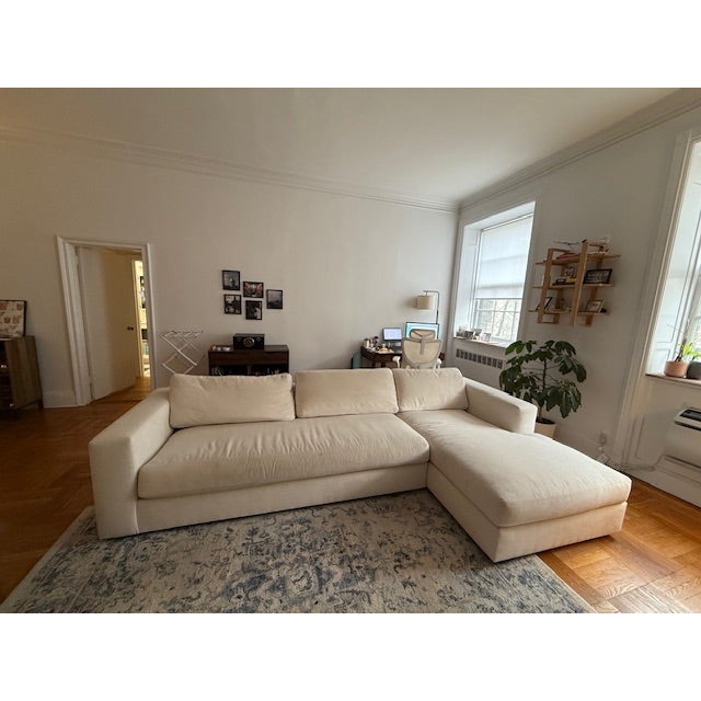 Pottery Barn Carmel Square Arm Upholstered Left Arm Sofa with Chaise Sectional and Bench Cushion, Down Blend Wrapped...