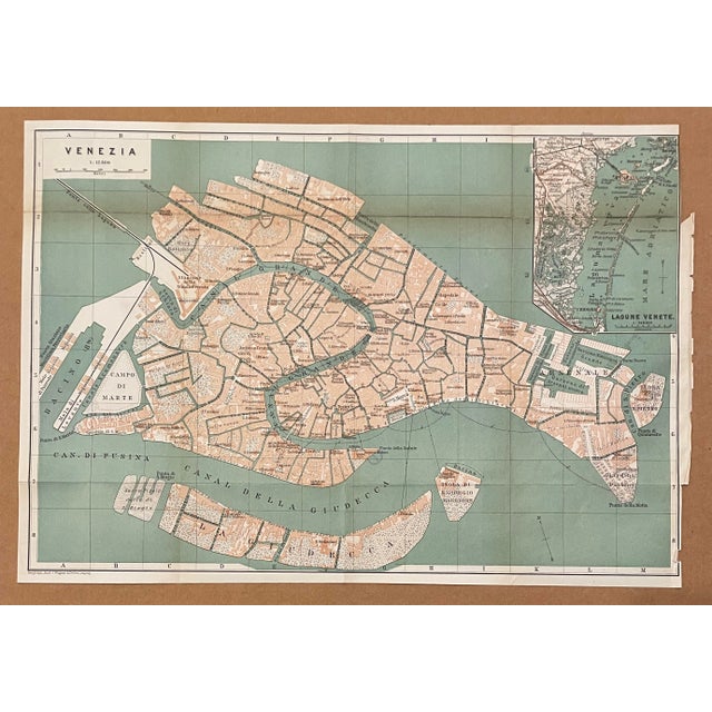 Italian Antique Map of Venice Italy For Sale - Image 3 of 3