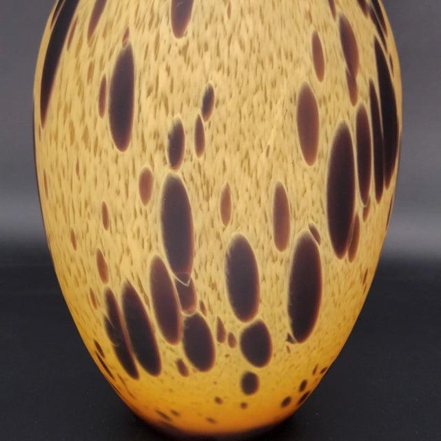 Shell Vintage Murano Style Iitalian HandBlown Tortoise Shell Satin Art Glass Vase For Sale - Image 7 of 11