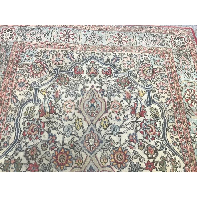 Blue Vintage Floral Design Qom Rug For Sale - Image 8 of 16