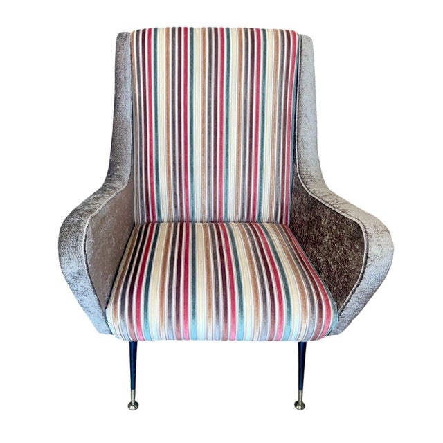 An elegant pair of Italian Mid-Century Modern lounge chairs designed by Marco Zanuso, Italy, circa 1950's. Renowned for...