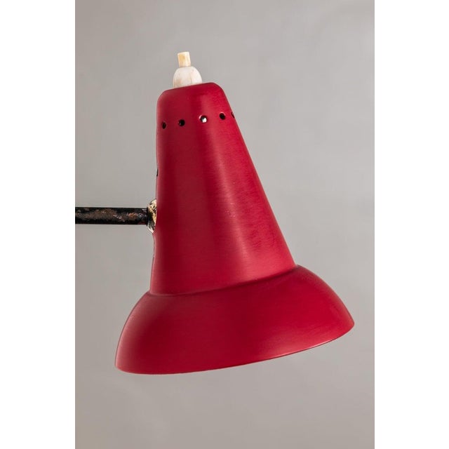 Red 1950s Italian Red Articulating Sconces Attributed to Gino Sarfatti For Sale - Image 8 of 13