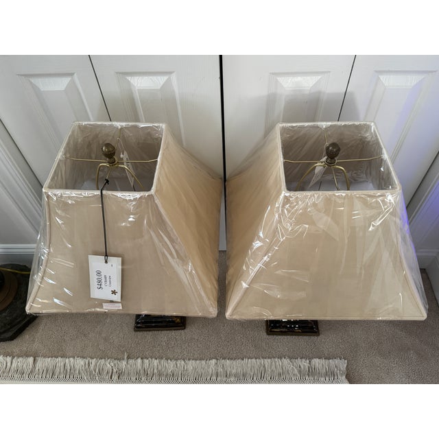 Contemporary Currey & Company Crestview Tortoise Shell Ceramic Neoclassical Table Lamps - Pair For Sale - Image 15 of 17