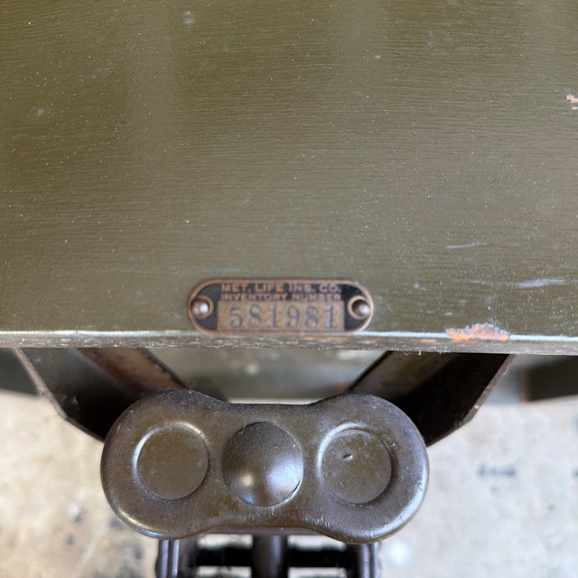 Industrial Antique B L Marble Chair Company Olive Green Wooden Swivel Office Chair For Sale - Image 3 of 4