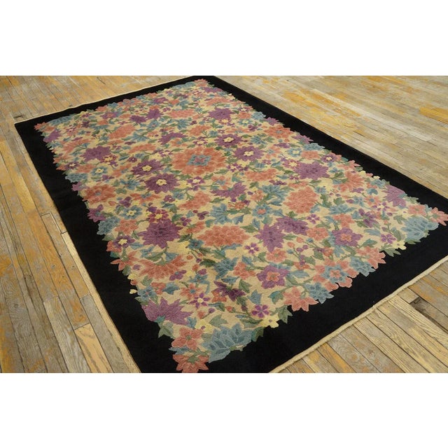 1920s Ivory Rosette Floral Antique Chinese Art Deco Carpet by Fette-Li 5' X 7' 10" Knotted Wool Rug For Sale - Image 12 of 12