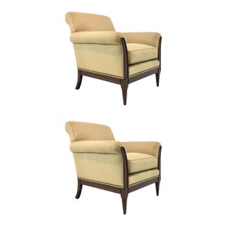 Transitional Kravet Christina Club Chairs Pair For Sale