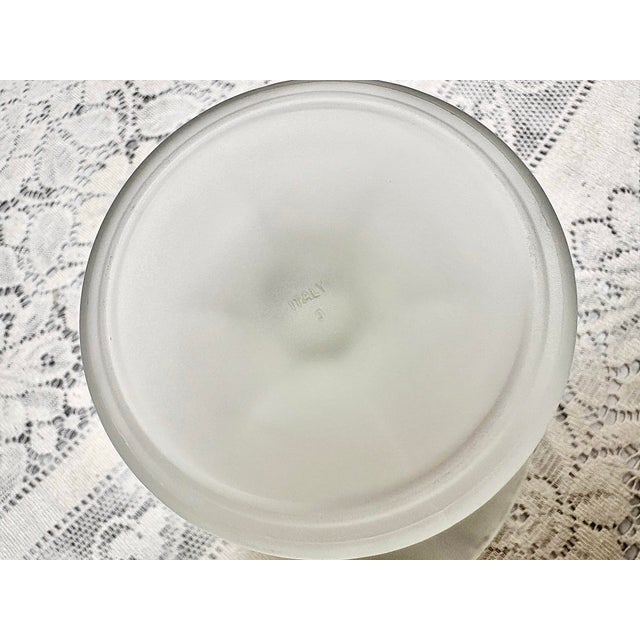 1970s Vintage Italian Frosted Glass Pedestal Berry Bowls or Candleholders, Set of Two For Sale - Image 5 of 8