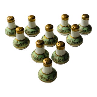 19th Century French Hand-Painted Porcelain Salt & Pepper Shakers - Set of 8 For Sale