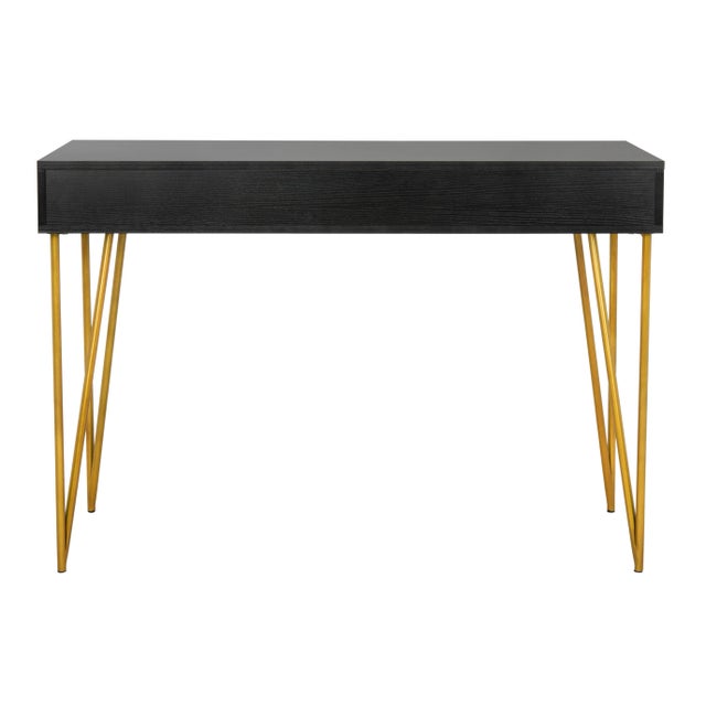 2020s Hairpin Leg Two Drawer Desk in Black For Sale - Image 5 of 9