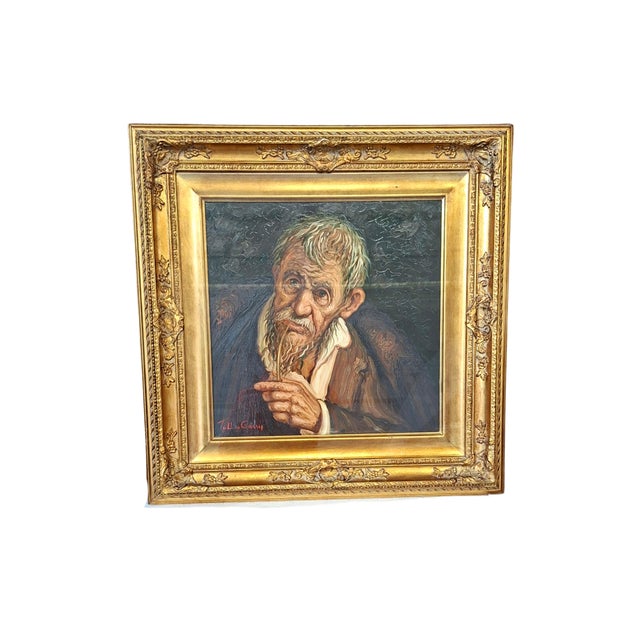 Tullio Grassi, Man with Pipe, 1980, Oil on Canvas, Framed For Sale - Image 12 of 12