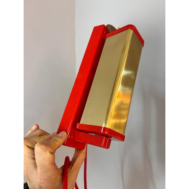 Plastic Red and Gold Wall Lamp from Lyfa For Sale - Image 7 of 11