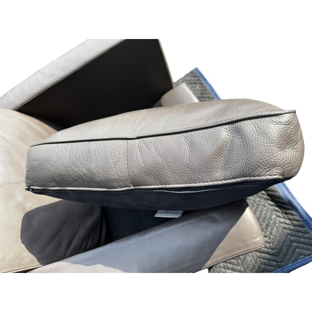 Vintage Matteo Grassi Italian Modern Leather Club Chair With Architectural Arms For Sale - Image 10 of 11