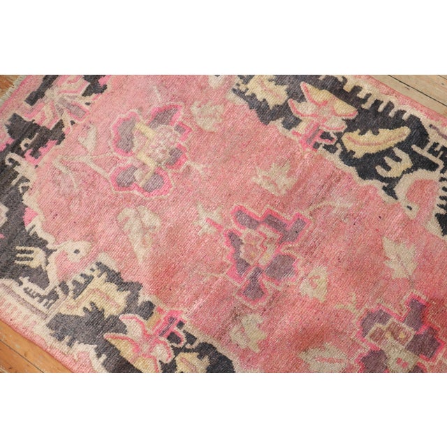 Asian Early 20th Century Zabihi Collection Pink Floral Tibetan Rug - 3' x 4'9" For Sale - Image 3 of 8